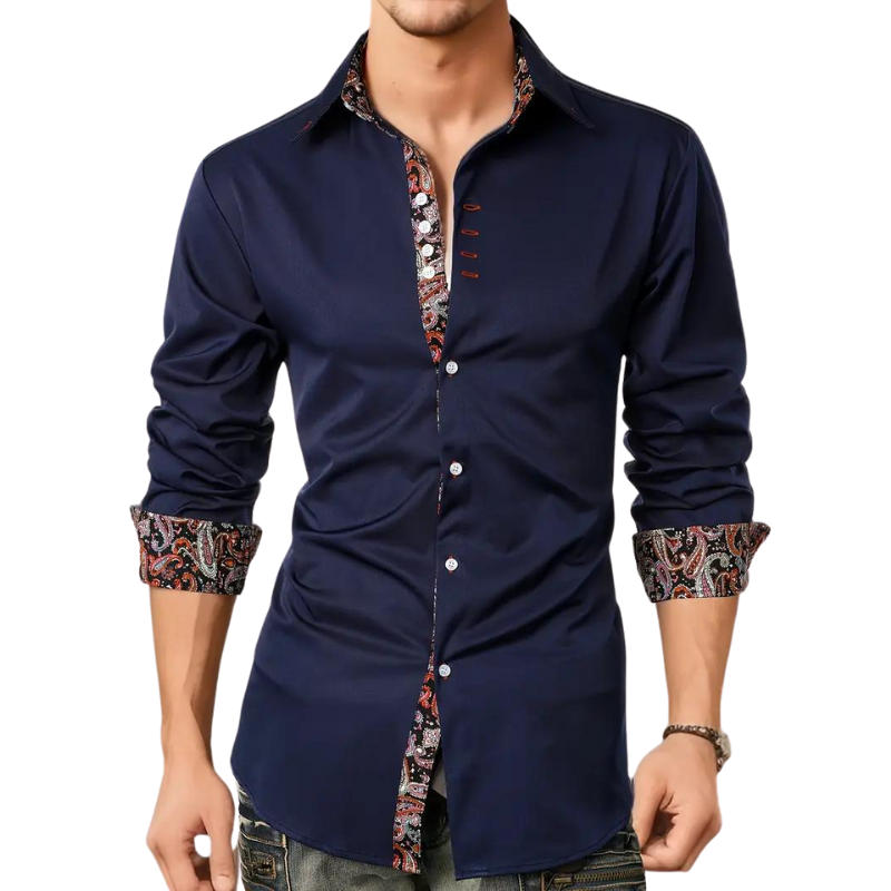 Sinclair | Long Sleeve Paisley Trim Shirt
