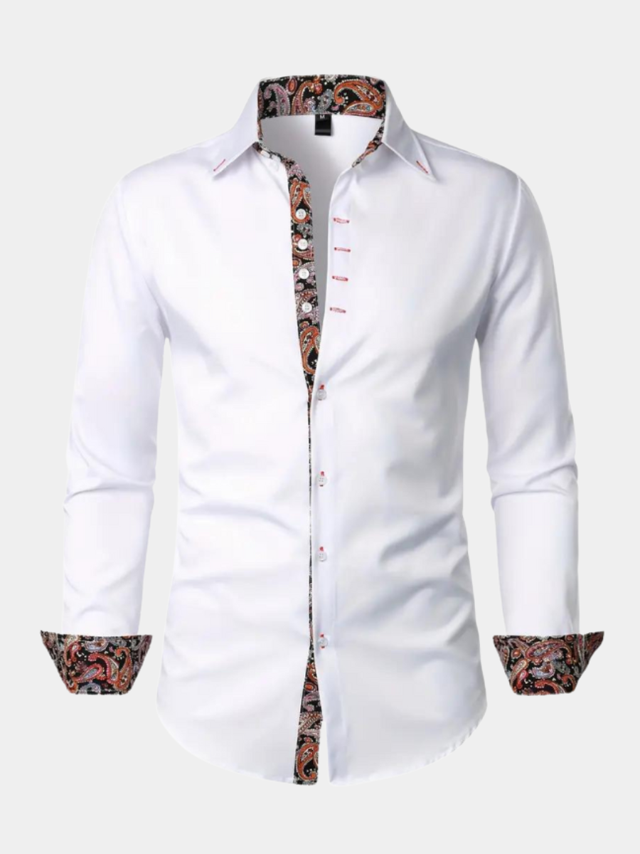 Sinclair | Long Sleeve Paisley Trim Shirt