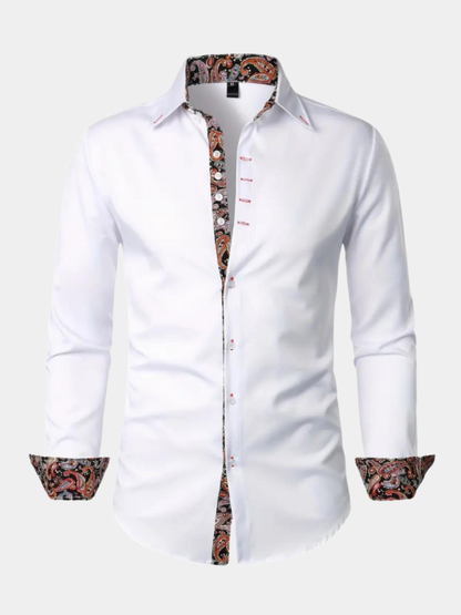 Sinclair | Long Sleeve Paisley Trim Shirt