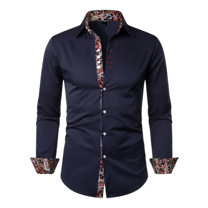 Sinclair | Long Sleeve Paisley Trim Shirt
