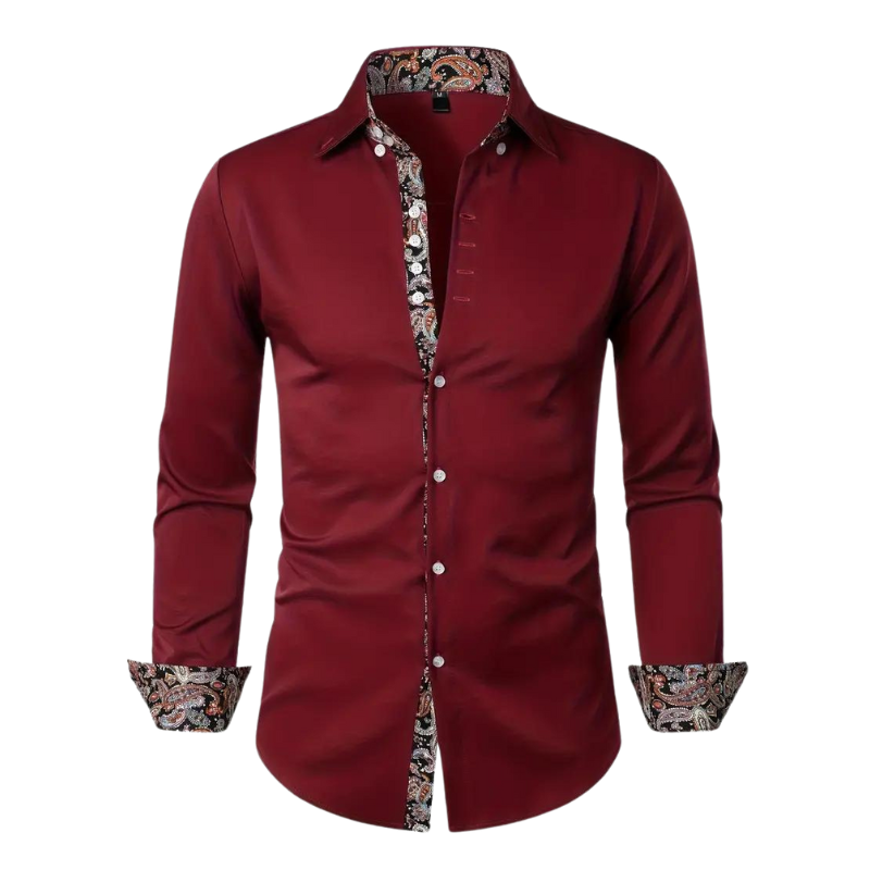 Sinclair | Long Sleeve Paisley Trim Shirt