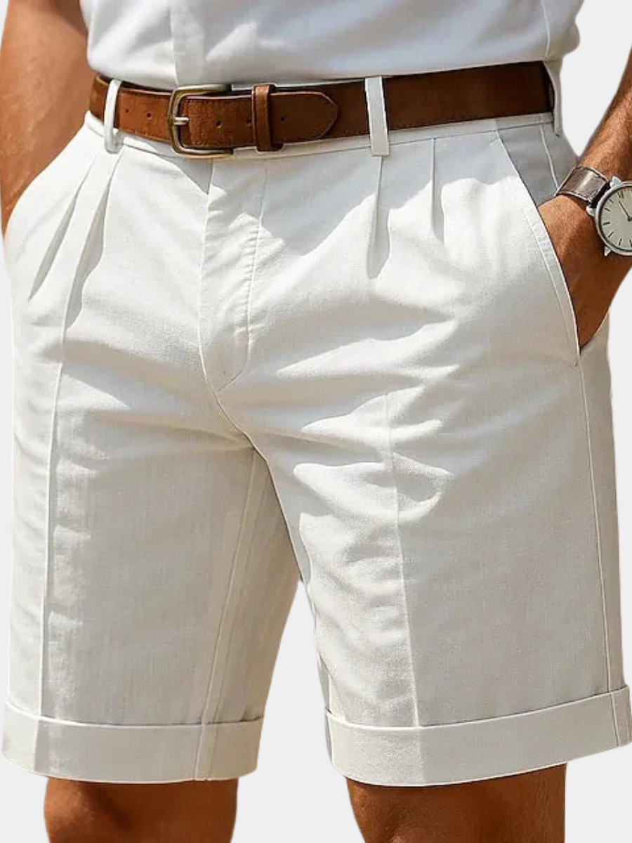 Men's Pleated Tailored Shorts | Turn-Up Hem