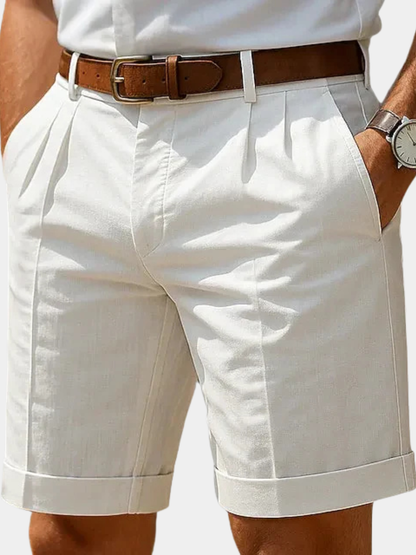Men's Pleated Tailored Shorts | Turn-Up Hem