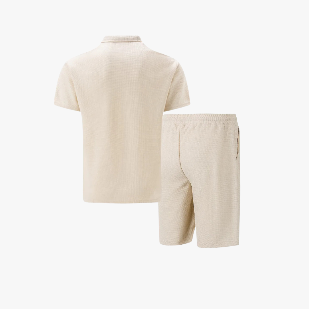 Men's Quarter-Zip Polo Shorts Set | Loungewear