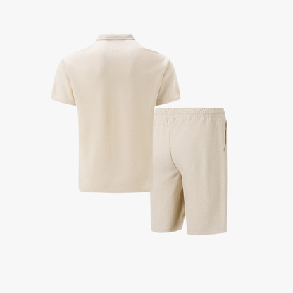 Men's Quarter-Zip Polo Shorts Set | Loungewear