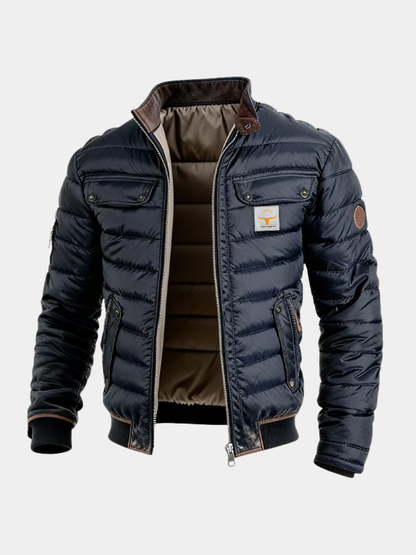 Men's Quilted Padded Jacket | Stand Collar