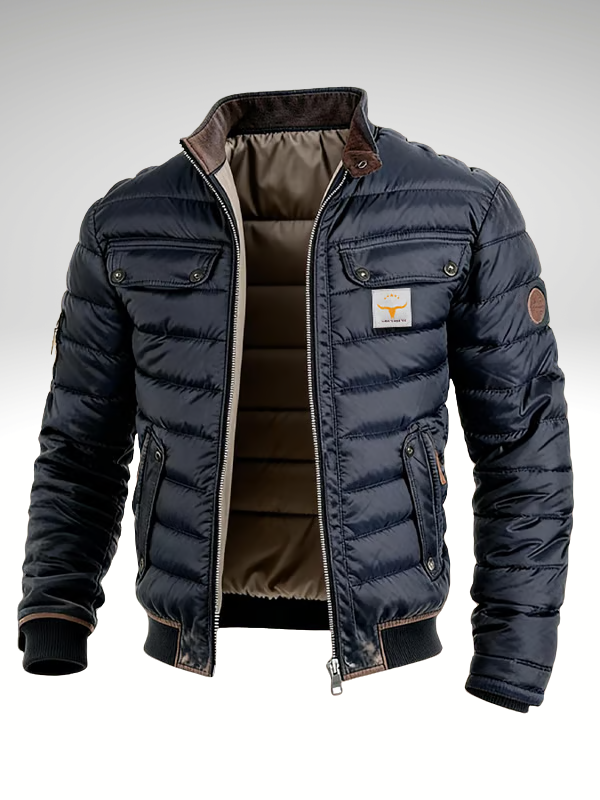 Men's Quilted Padded Jacket | Stand Collar