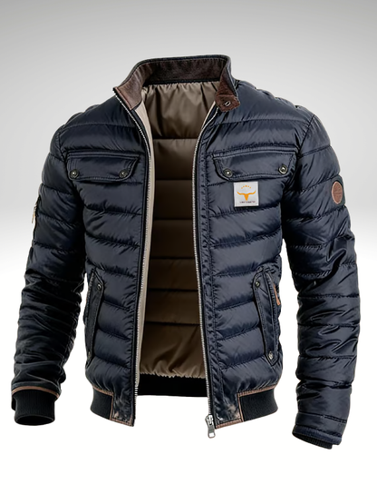 Men's Quilted Padded Jacket | Stand Collar