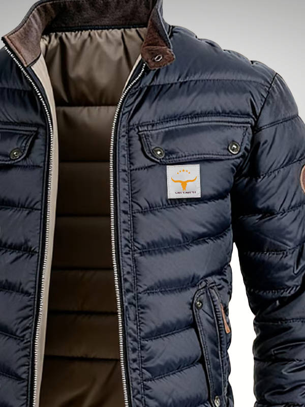Men's Quilted Padded Jacket | Stand Collar