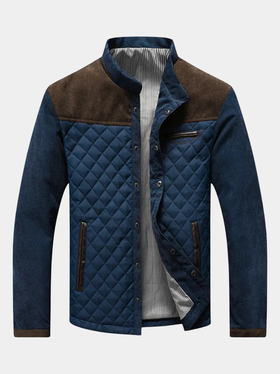 Men's Quilted Stand Collar Jacket | Button-Up