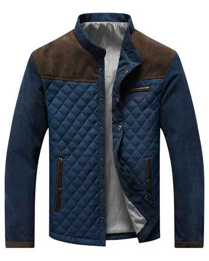 Men's Quilted Stand Collar Jacket | Button-Up