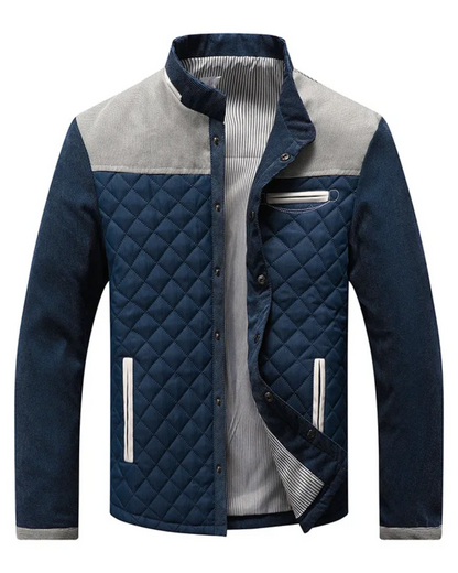 Men's Quilted Stand Collar Jacket | Button-Up