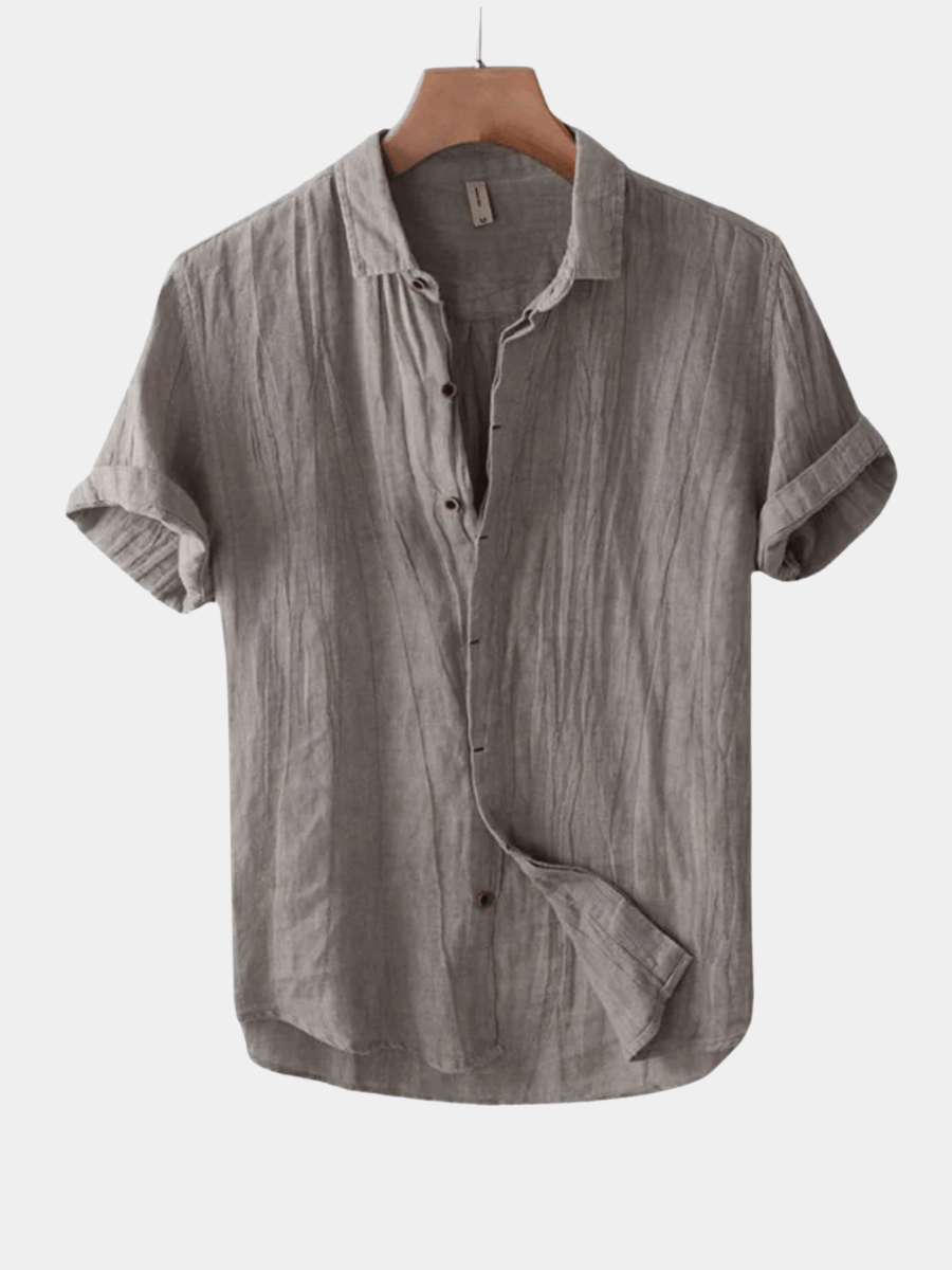 Men's Short Sleeve Button-Up Shirt | Grandad Collar