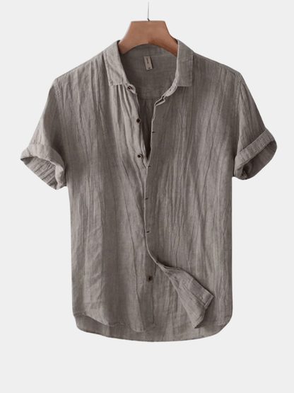Men's Short Sleeve Button-Up Shirt | Grandad Collar