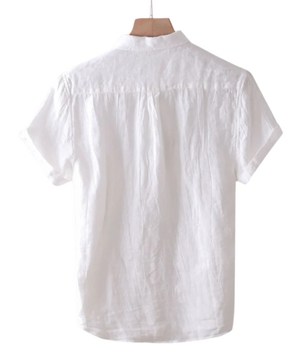 Men's Short Sleeve Button-Up Shirt | Grandad Collar