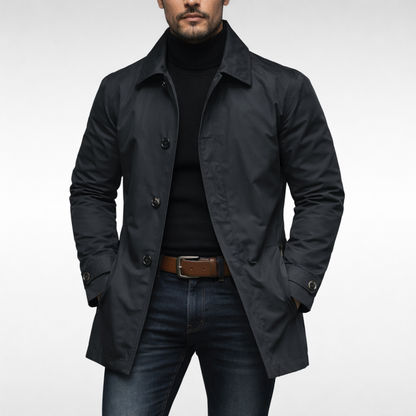 Men's Single-Breasted Button-Up Coat | Longline