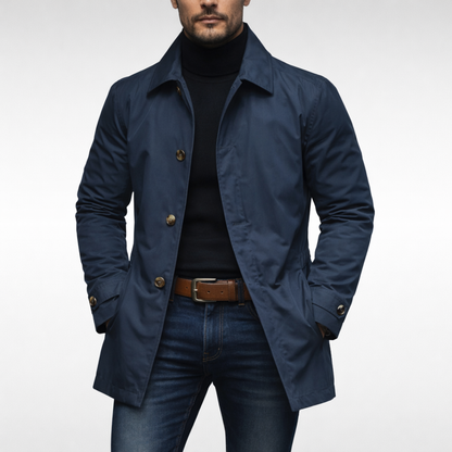 Men's Single-Breasted Button-Up Coat | Longline