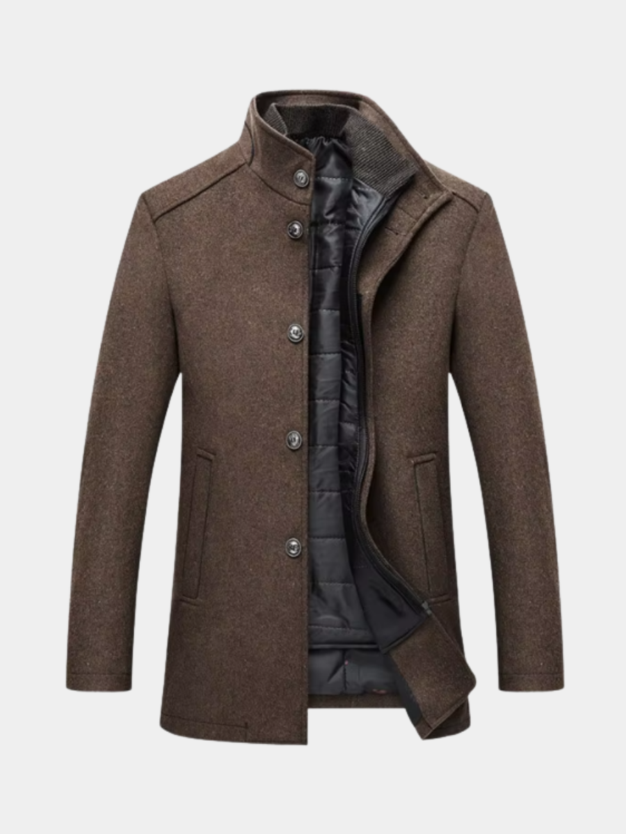 Hamish | Single-Breasted Stand Collar Coat