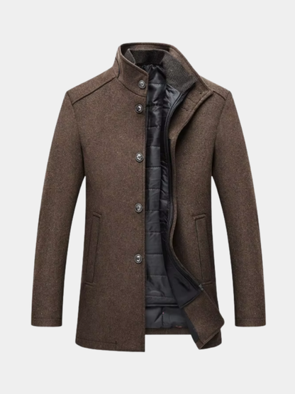 Hamish | Single-Breasted Stand Collar Coat