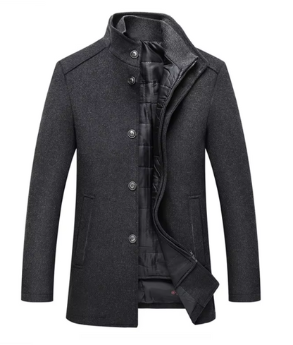 Hamish | Single-Breasted Stand Collar Coat