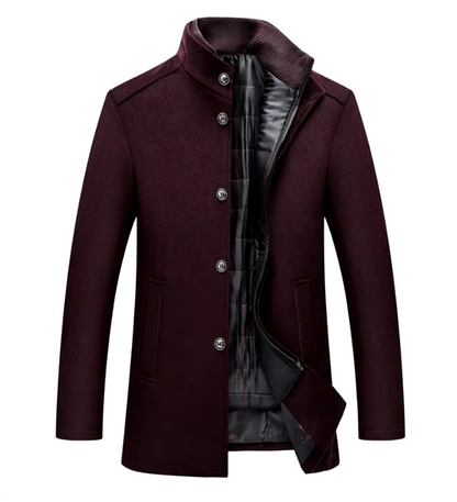 Hamish | Single-Breasted Stand Collar Coat