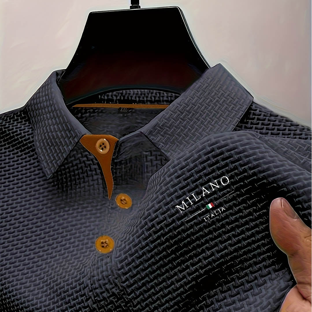 Men's Textured Button Polo Shirt | Short-Sleeve