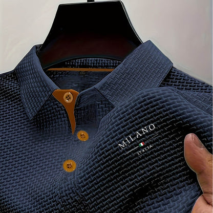 Men's Textured Button Polo Shirt | Short-Sleeve