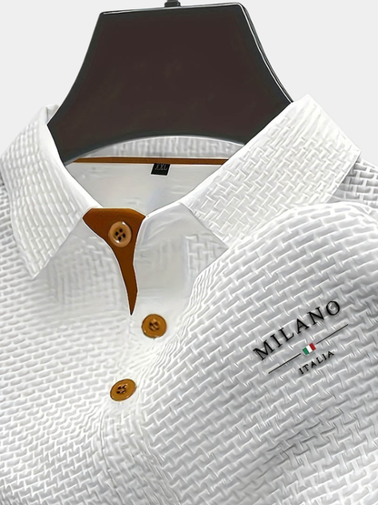 Men's Textured Button Polo Shirt | Short-Sleeve