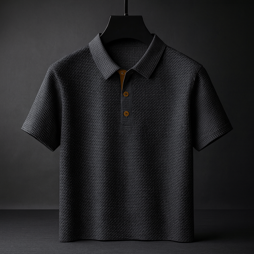 Men's Textured Collared Polo Shirt | Short Sleeve