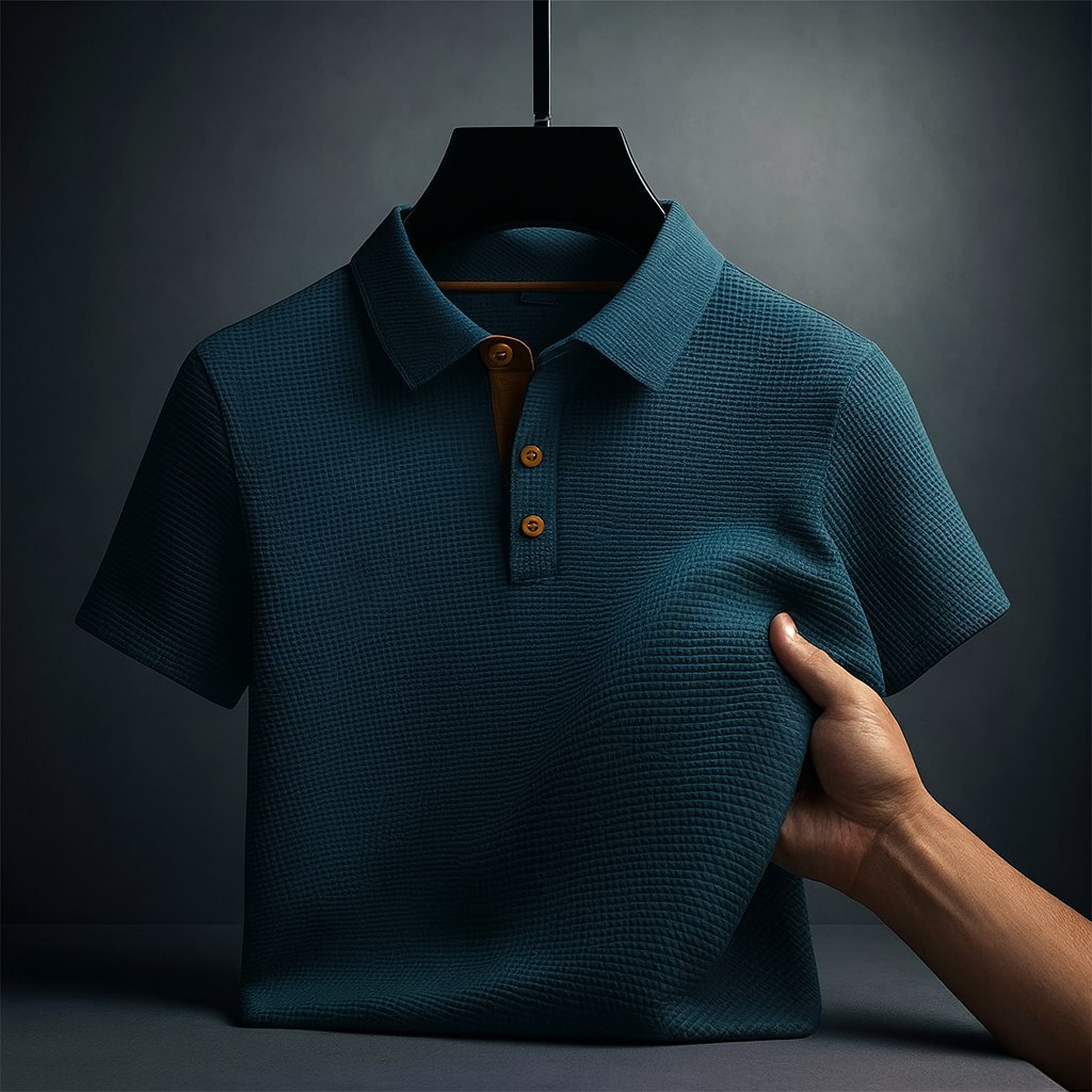 Men's Textured Collared Polo Shirt | Short Sleeve