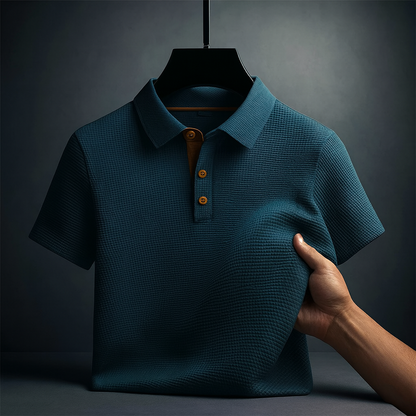 Men's Textured Collared Polo Shirt | Short Sleeve