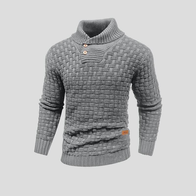 Men's Textured Shawl Collar Jumper | Button