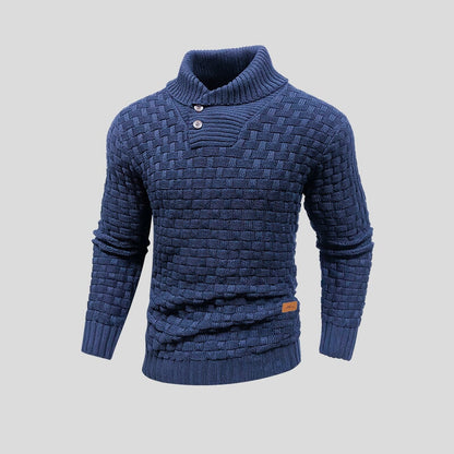 Men's Textured Shawl Collar Jumper | Button