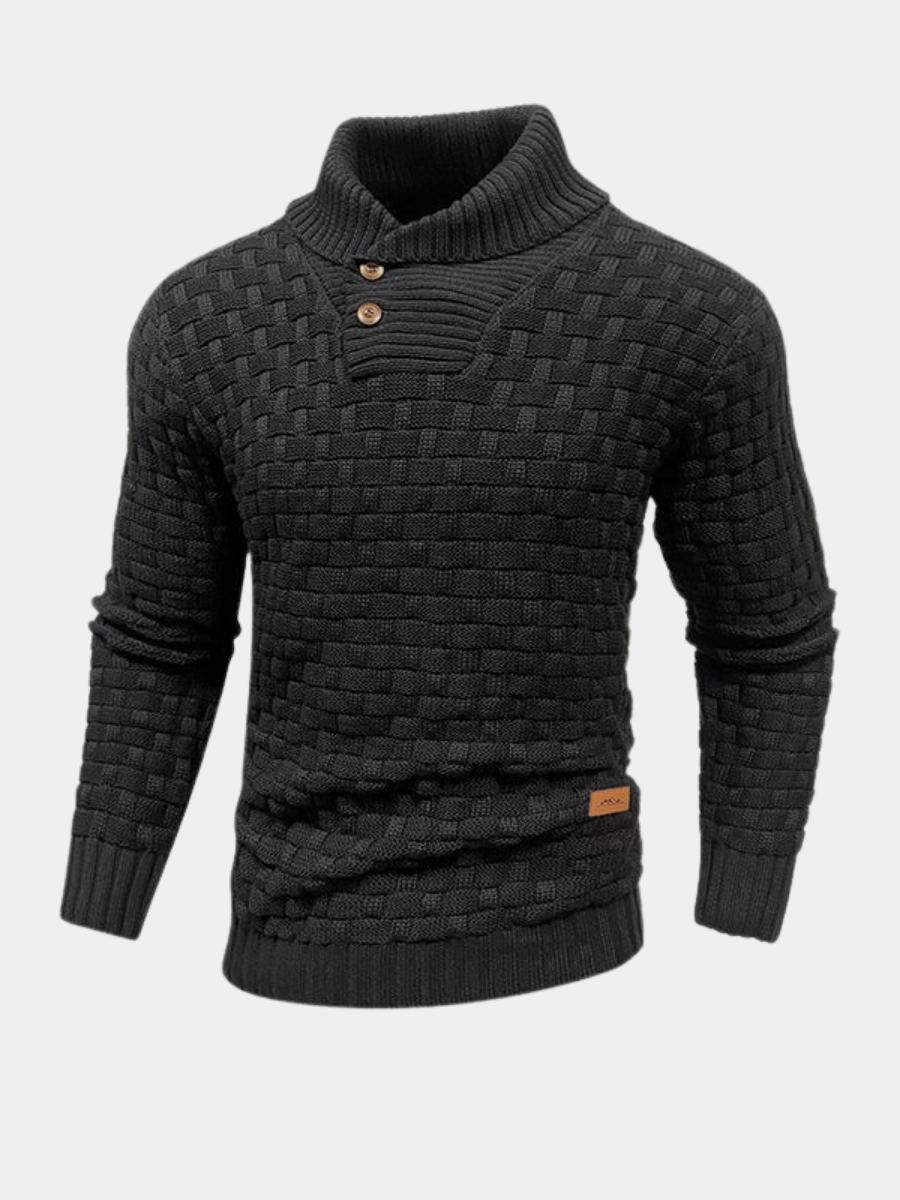 Men's Textured Shawl Collar Jumper | Button