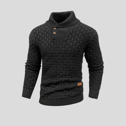 Men's Textured Shawl Collar Jumper | Button