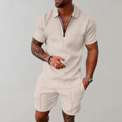 Men's Textured Zip Polo Shirt | Short-Sleeve