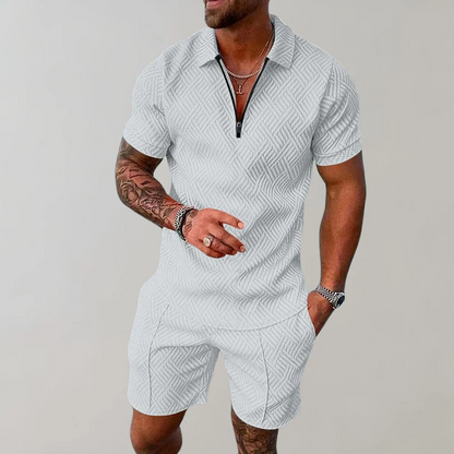 Men's Textured Zip Polo Shirt | Short-Sleeve