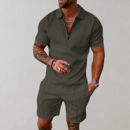 Men's Textured Zip Polo Shirt | Short-Sleeve