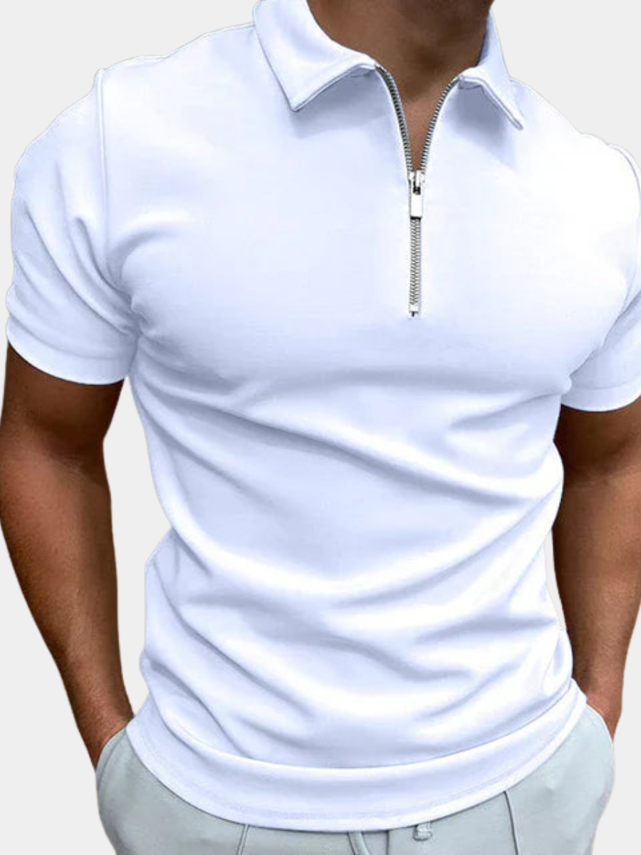 Men's Zip Neck Polo Shirt | Short Sleeve