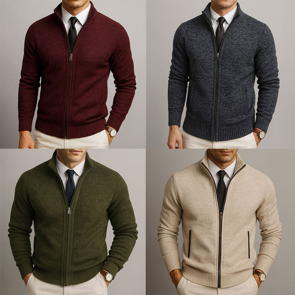 Men's Zip-Up Cardigan | Stand Collar