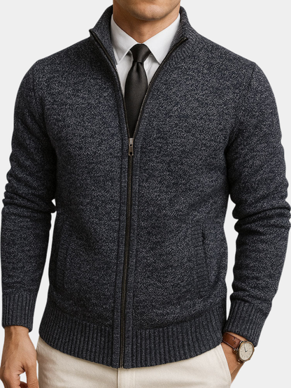 Men's Zip-Up Cardigan | Stand Collar