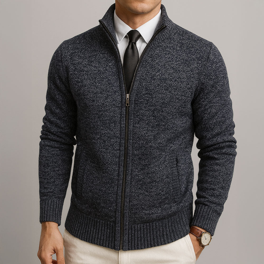 Men's Zip-Up Cardigan | Stand Collar