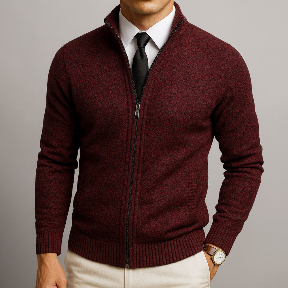 Men's Zip-Up Cardigan | Stand Collar