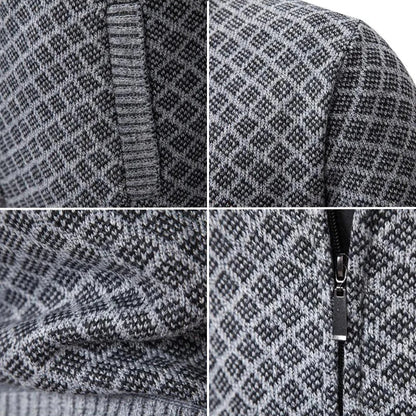 Men's Zip-Up Stand Collar Cardigan | Textured