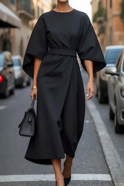Charlotte | Midi Belted Flared Sleeve Dress