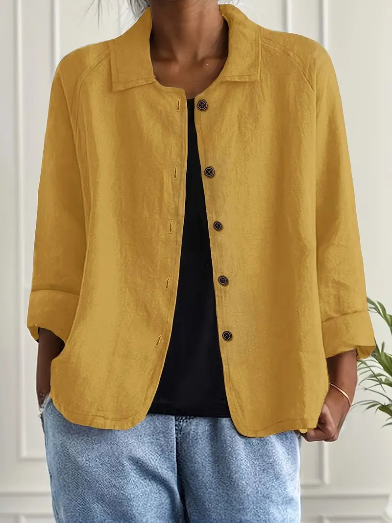 Women's Button-Front Collared Top | Long Sleeve