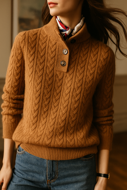 Women's Cable Button Jumper | Long Sleeve