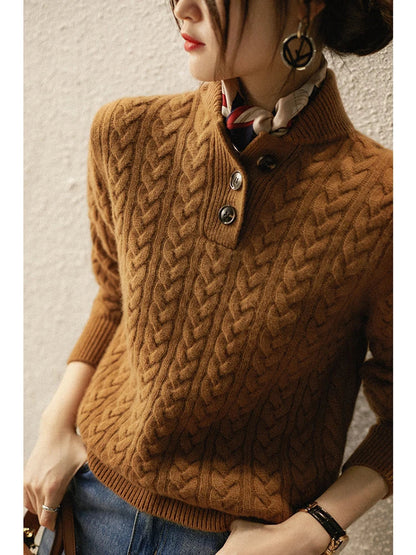 Women's Cable Button Jumper | Long Sleeve