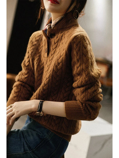 Women's Cable Button Jumper | Long Sleeve
