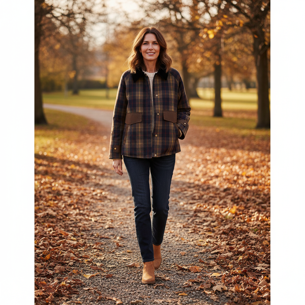 Women's Checked Collar Jacket | Button-Front